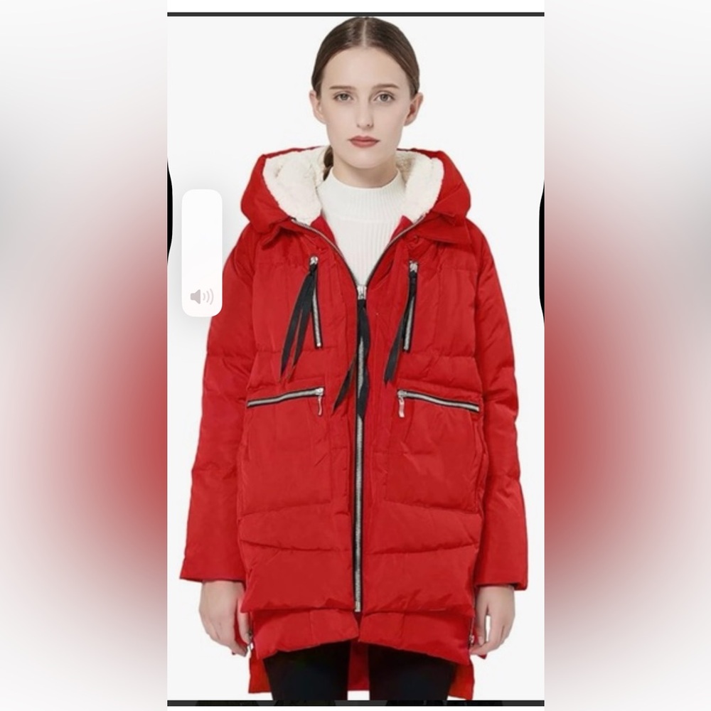 Orolay Women’s thickened down Elegant Red Hooded Puffer Coat